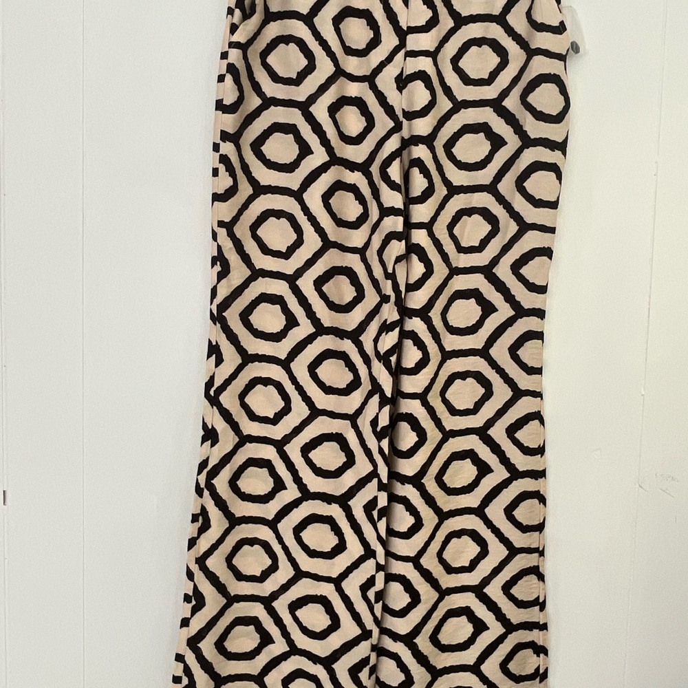 NWOT Sincerely Jules Black & Cream Geometric Wide Leg PantS Trousers Size Large - Picture 3 of 12